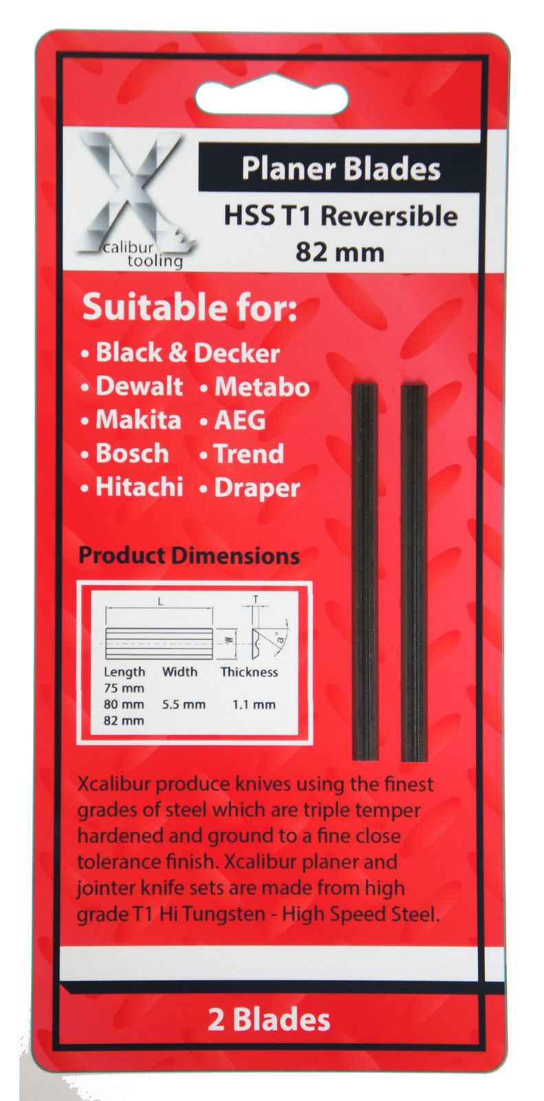 2 piece HSS planer blades 82mm Replacement blade for electric planer
