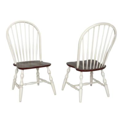 Sunset Trading Andrews 18'' Windsor Wood Dining Chairs in White (Set of 2)