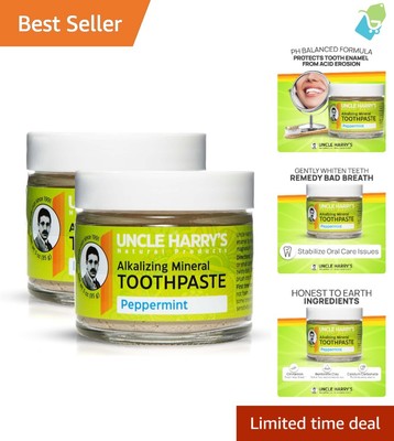 Natural Peppermint Toothpaste | 2-Pack, Fluoride-Free & Essential Oil Infused