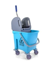 Mop Bucket 25 Quart | Side Press Wringer | 4 Wheels 3" | Blue