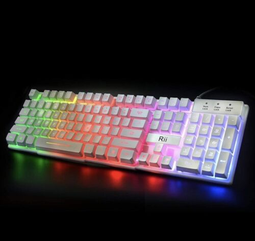 Rii RK100+ Mixed Color LED Backlit Multimedia Gaming Keyboard (#5) - Photo 1 sur 8