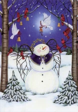 Snow Angel and Birds Designer Greetings Christmas Card