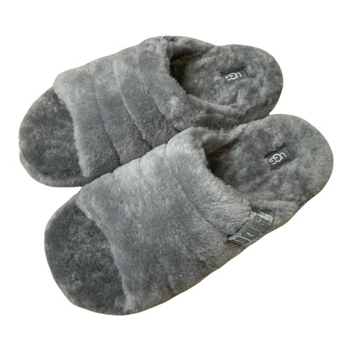UGG Fluff You Slides 1117473 Sandals Slippers Grey Lamb Fur Men's Sz 9 NEW - Picture 6 of 6