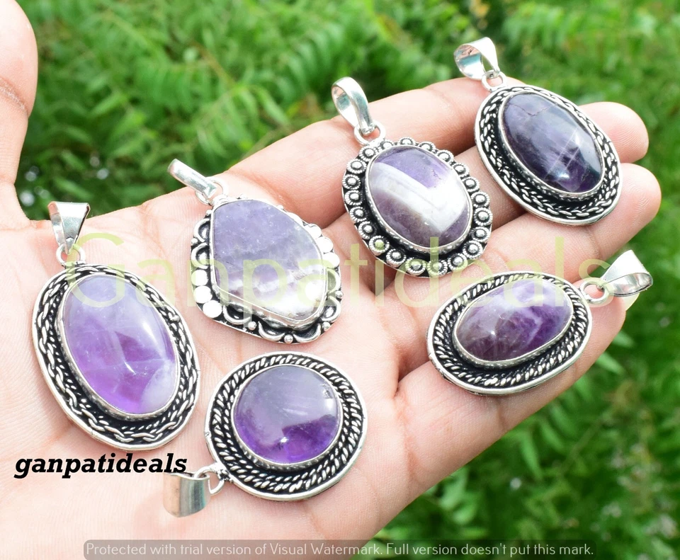 BULK SALE !! Amethyst Gemstone Pendants Wholesale Lot 925 Silver Plated Jewelry Foto 4 de 4