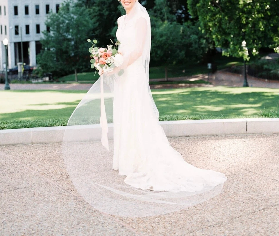 Maggie Sottero Wedding Dress - Francesca Size 0 - Lace Overlay Ivory Satin - Image 4 of 4