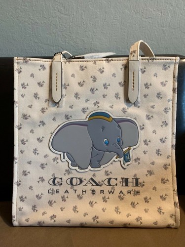 NWT Disney X Coach Dumbo Tote Bag Chalk Canvas shoulder bag - Afbeelding 1 van 12