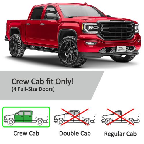 Rain Guards Vent Visors Shade for 2014-2018 GMC Sierra 1500 Crew Cab - Foto 6 di 9