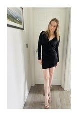 Ladies Stunning V Neck Plunge Black Wrap Mini dress Size L BNWT