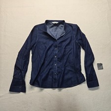 Orvis Solid Blue Long Sleeve Button Up Shirt Adult Women's Size M Medium