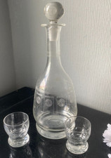 Decanter vintage in vetro sherry con bicchieri set bottiglia trasparente e tappo 550 ml