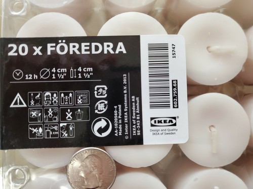IKEA 20 Count FOREDRA unscented Votive Candles 1 1/2"x1 1/2" 12h/each - Picture 2 of 5