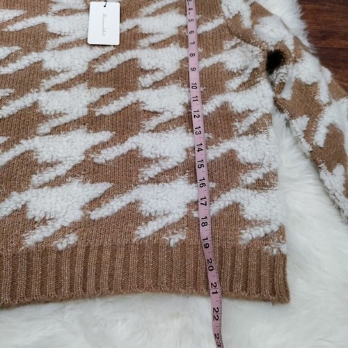 NWT Line & Dot Houndstooth Super Soft Quiet Luxury Pullover Knit Brown XS/S - Picture 5 of 12