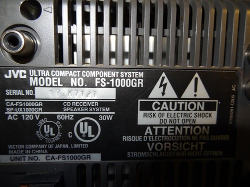 JVC FS-1000 Ultra Compact AM/FM CD Player System w/JVC SP-FSSD550 Speakers ++++ - Picture 10 of 21