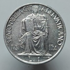 1 Lira 1942, Pio XI, Vaticano Monete Papa Stato Pontificio