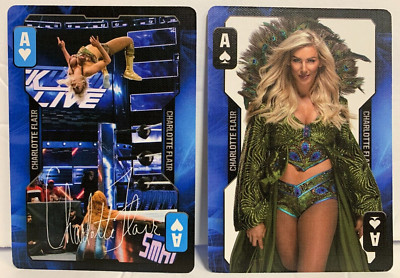 PAIR 2019 Charlotte Flair Wrestling Playing WWE Card Women's Evolution Aquarius