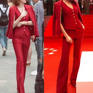 ladies red suit