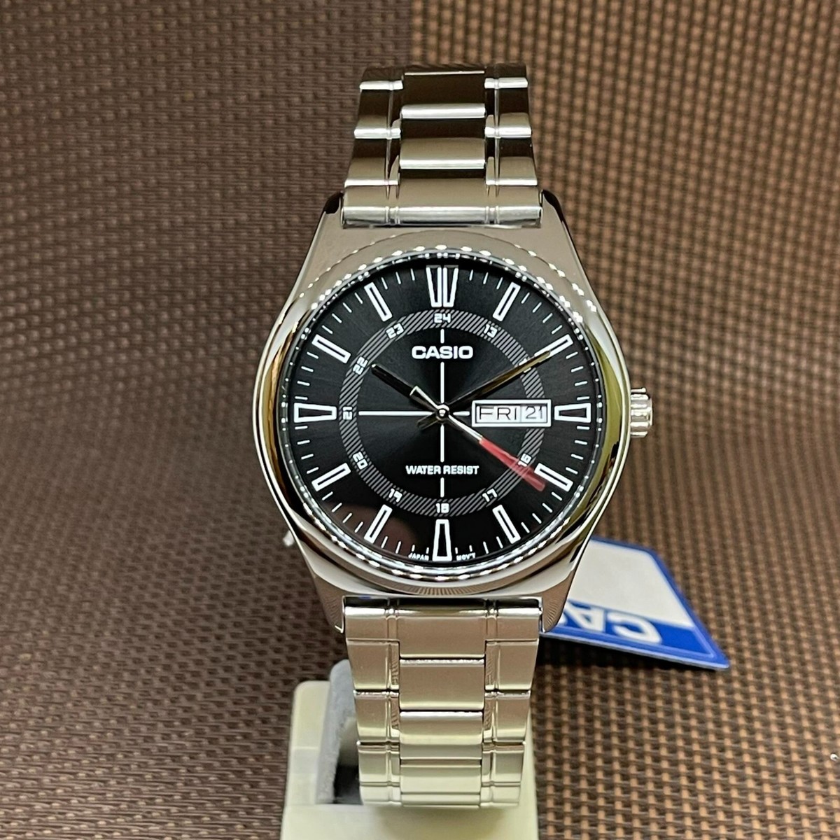 Casio MTP-V006D-1C Black Analog Stainless Steel Quartz Classic 