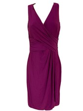 NEW $95 Chaps stretch shearh magenta v front sleeveless event cocktail party S
