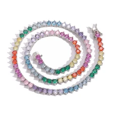 Charm Colorful Heart Shape 5A Zircon Tennis Chain Necklace Bracelet Jewelry 