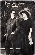 Vintage Postcard Romance c1910 Ive Got Your Number Man Woman