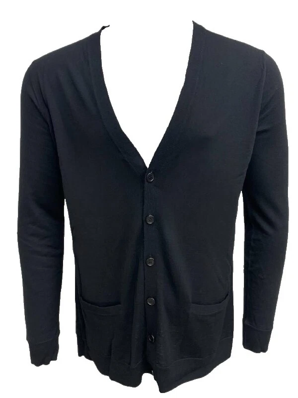 Black Cardigan suéteres de lana para hombres