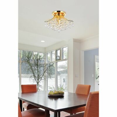 CRYSTAL CHANDELIER FLUSH MOUNT DINING ROOM BEDROOM BATHROOM 6 LIGHT FIXTURE 19''