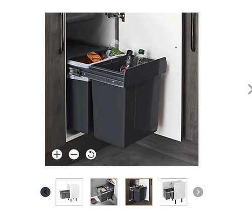 Vigote Internal Pull Out Cabinet Bin 36L 2 x 18L integrated kitchen utility - Picture 2 of 8