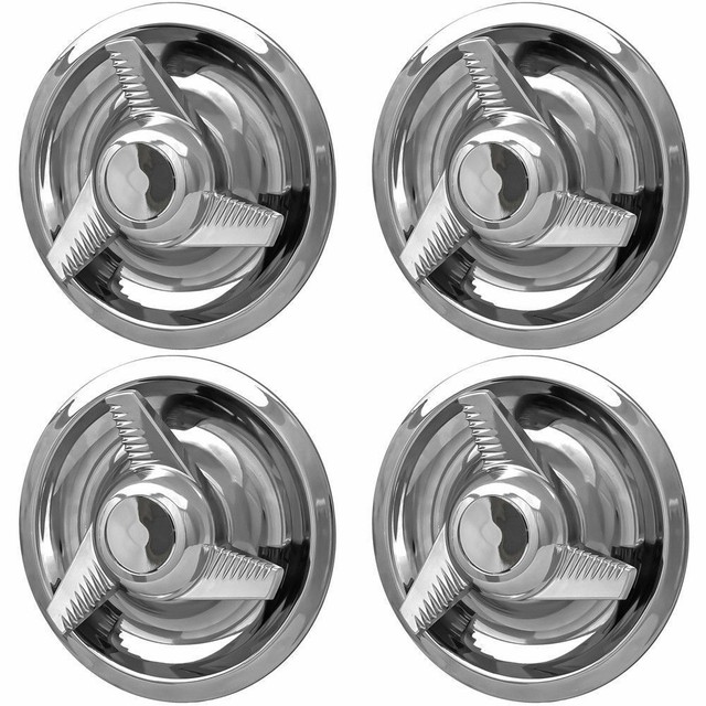 4pc CHROME CHEVY GM Rally 3 TriBar Spinner Wheel Center Hub Caps Rim