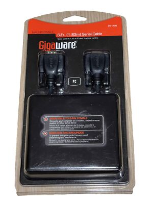 Gigaware 6 Ft Serial Cable (DB9) 9-Pin Male to 9-Pin Female 26-1402 Shielded