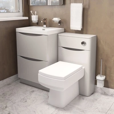 CHEEKY BATHROOMS Bathroom Vanity Unit Designer Furniture Suite Back to Wall WC Toilet, Basin Sink