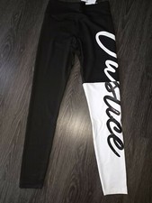 Girls justice high waist colorblock ombre glitter logo legging size 7 new