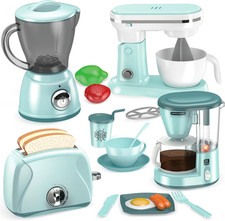Play Kitchen Accessories, Play Kitchen Appliances Toy Set with Coffee Maker, Ble