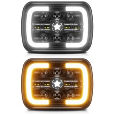 2 PCS 7 apos; apos; LED Headlights Rectangular Headlamps With High Low Beam DRL