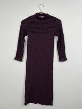 Free People Intimately Size XS/S Bodycon Lace Long Sleeve MIDI Dress Purple Plum