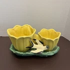 1940's Vintage McCOY ART POTTERY Double Tulip Bird Flower Pot Planter Unique!