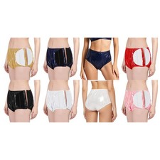 Women Diaper Cover Incontinence Briefs Pants Underwear Vinyl Casual Waterproof