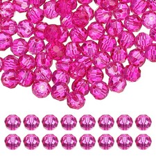 10mm Round Crystal Beads, 100 Pcs Glass Faceted Ball Bead, Rose Red