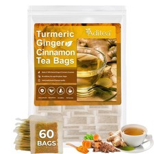Turmeric Ginger Cinnamon Tea Bags - 60 Bags, Caffeine-Free, Natural, Premium