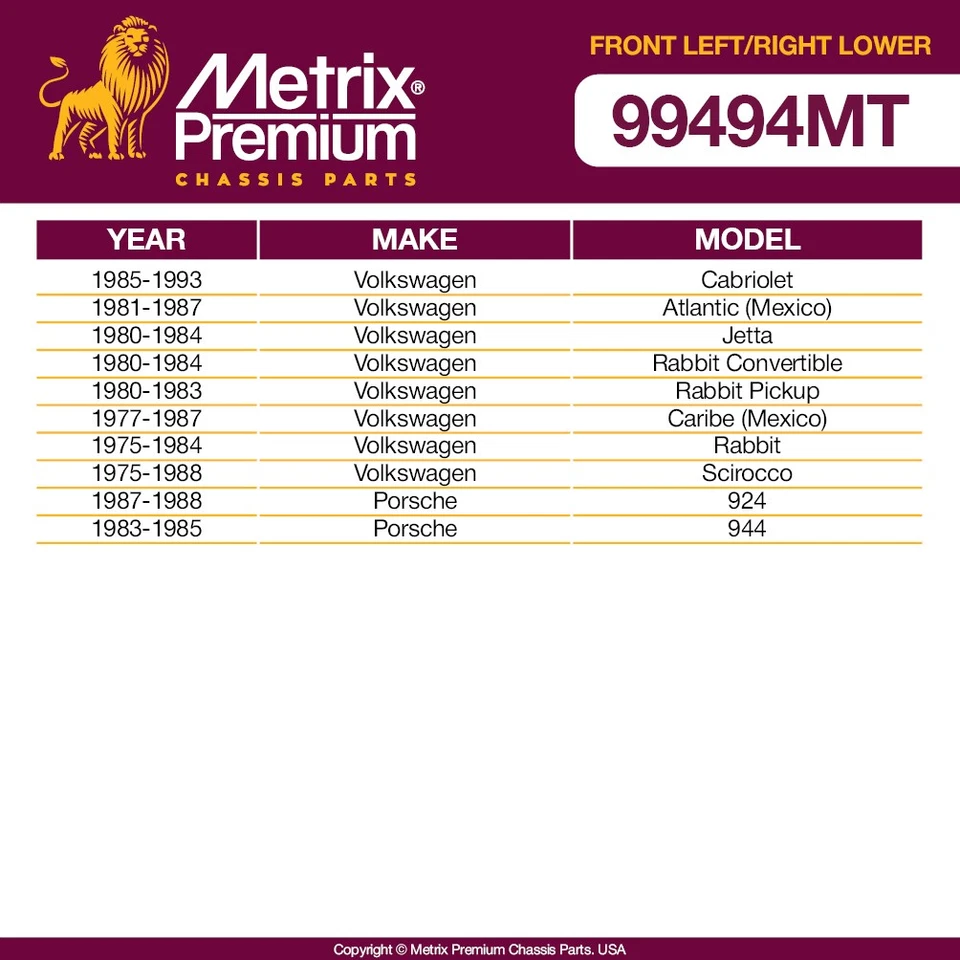 Front Control Arm Kit for Volkswagen Atlantic Cabriolet Caribe Jetta Rabbit - Image 2 of 4