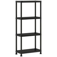 Keter Plus 4 Tier Shelf Plastic Storage Unit Garage Workshop Black Utility Home