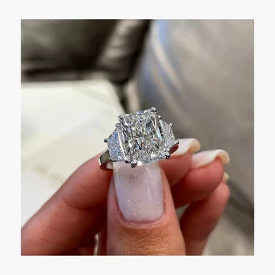 Radiant 5 ct Lab Grown Diamond IGI Certified Wedding Ring 18k White Gold EF/VVS2 - Image 1 of 4
