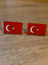 2 Turkey Flag Goldtone Metal Enamel Pins 1982/ 1985