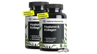 2 x natural elements Hyaluronsäure Kollagen Komplex - 2 x 180 Kapseln mit Biotin