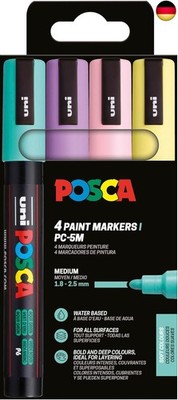 POSCA 182546 - POSCA Marker Set, 4 Acrylstifte Pastell PC-5M, Permanent Marker