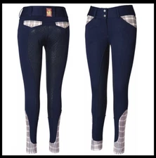 5/A BAKER Equine Couture Pro Full Seat Breeches Pants Size 36 Navy Blue CoolMax