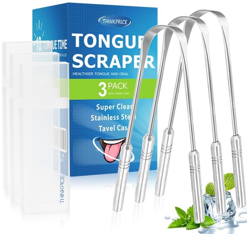 Tongue Scraper for Adults kids Medical Grade Stainless Steel Tongue Cleaner f...