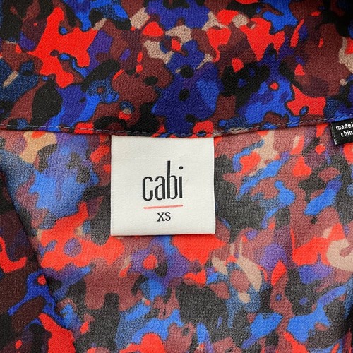 Camisa transparente Cabi púrpura geométrica manga gorra cuello en V talla XS para mujer’s - Imagen 5 de 8