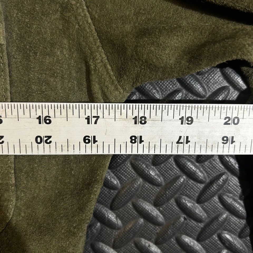 Camisa chaqueta para mujer For Joseph 100 % cuero gamuza abotonada talla pequeña verde Foto 4 de 4