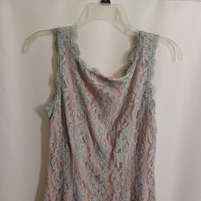SOIEBLUE Mint Green Lace Dress Evening Party Cocktail Dress Large (CS9)
