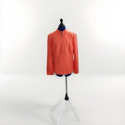 Nordstrom Women's Vibrant Orange Utility Jacket Size Large Zipper Closure